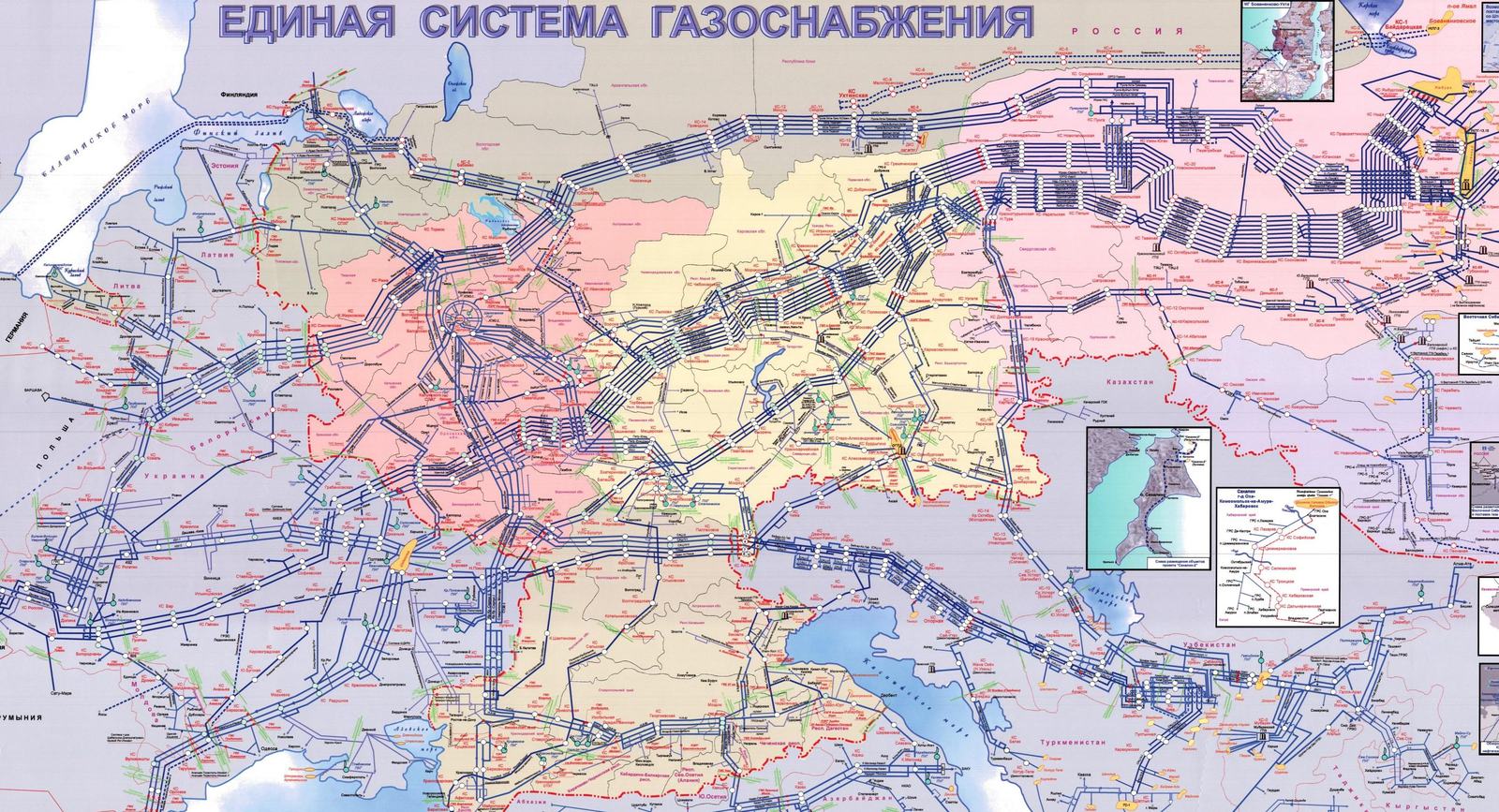 Схема магистральных газопроводов россии на карте